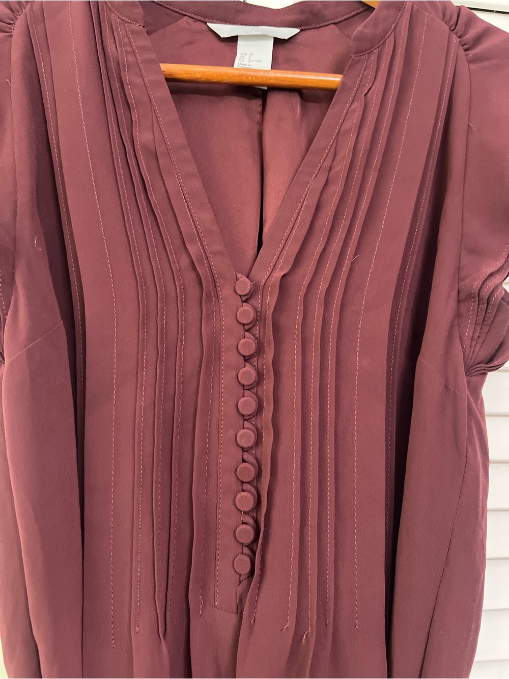Rust Mauve Button-Front Pintuck mini dress